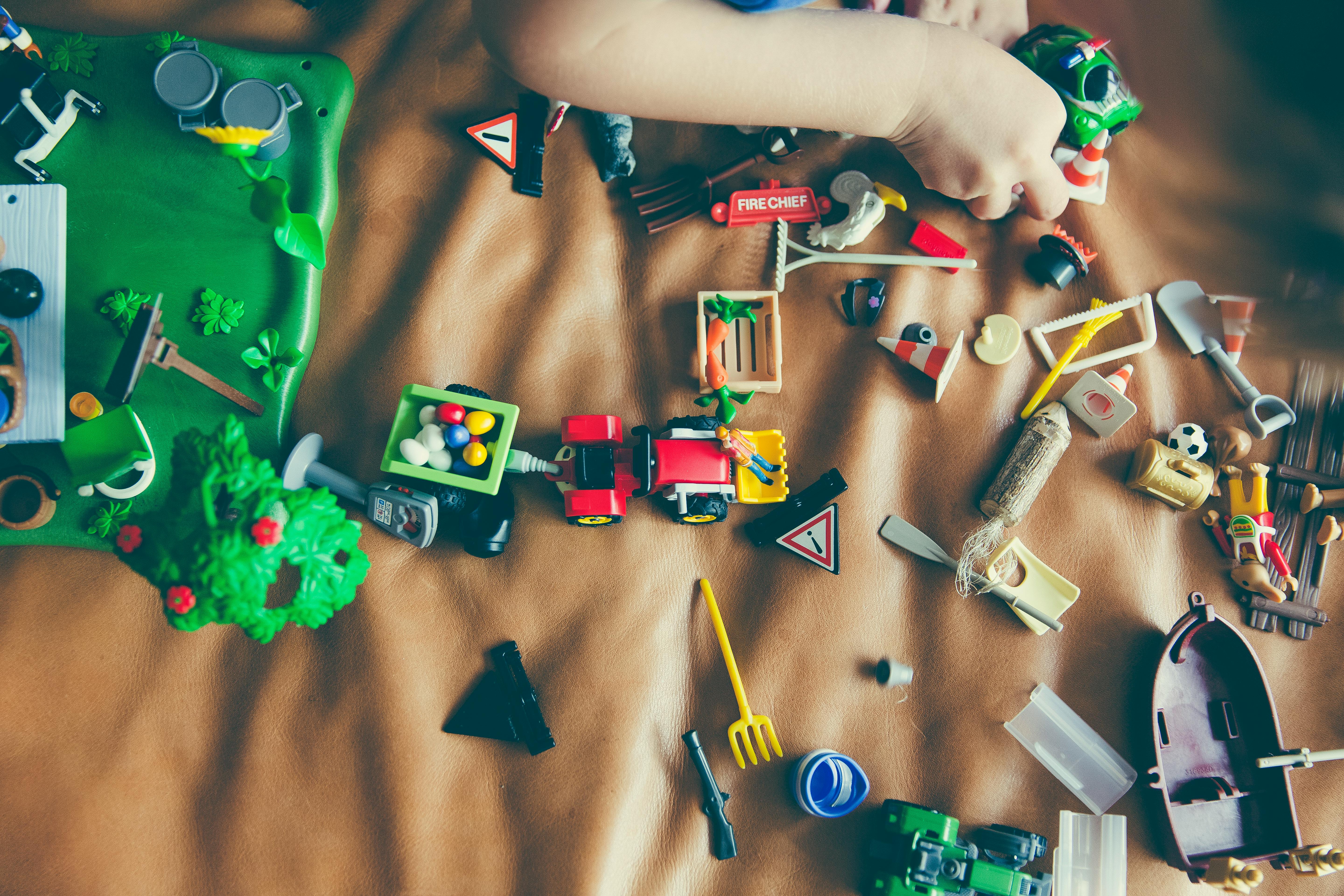 Scattered toys on floor